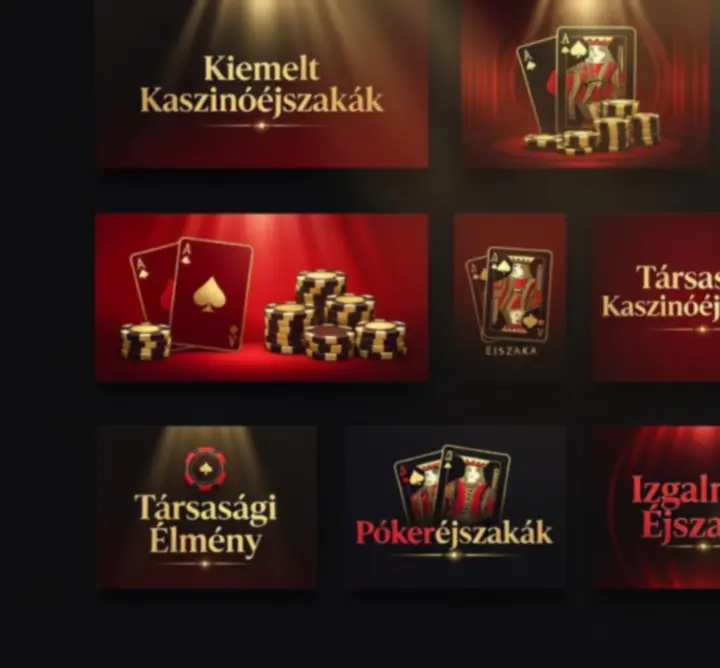 Tematikus éjszakai események vizuális áttekintése kaszinó hangulattal