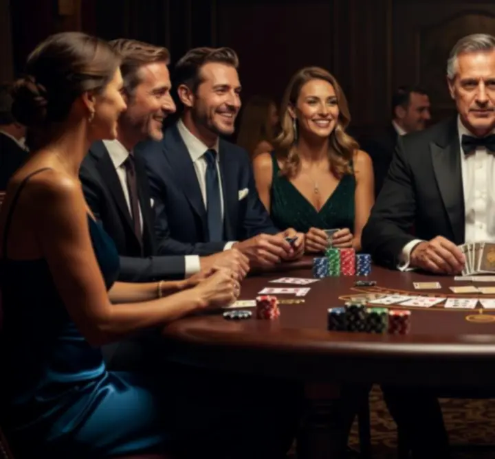 Krupié rulett- és blackjack asztaloknál vendégekkel